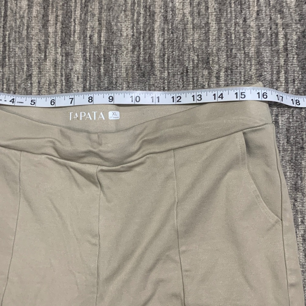 TAPATA Wide Leg Crop Pants Split Hem Pull On Casual Khaki XL - Picture 4 of 10